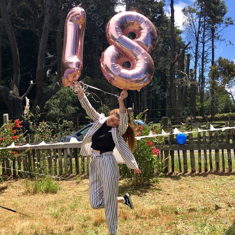 2pcs/lot Large Size Foil number Balloons 40inch Rainbow Rose Gold Happy 18th Birthday Anniversary Party Decor Supplies