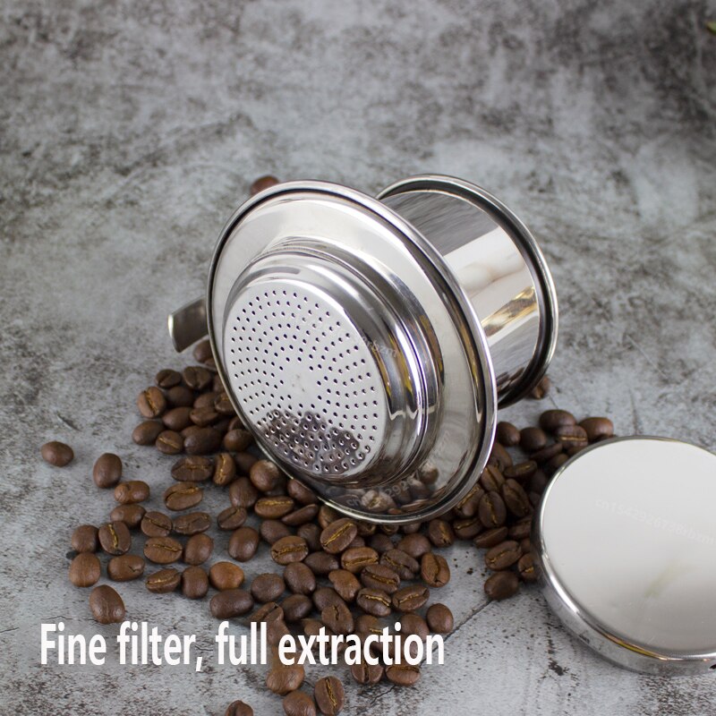 Vietnam Stijl Koffie Filter Mok Cup Kruik Rvs Metalen Koffie Drip Cup Filter Maker Zeef Koele Perfecte Coffeeware