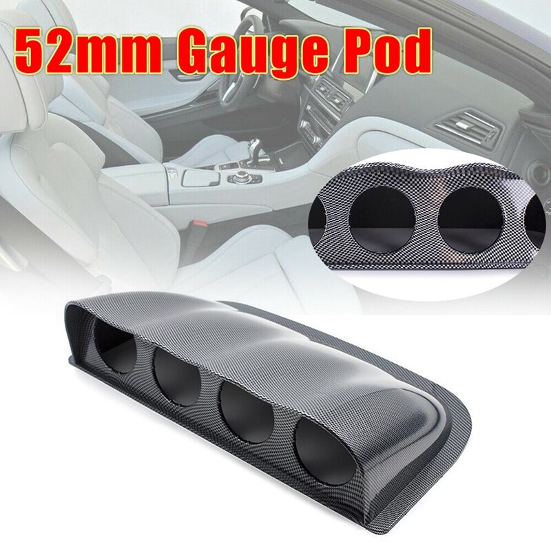 2Inch 52mm Universal Car Dash Gauge Meter Pod 4 Hole Dashboard Mount Holder Carbon Fiber