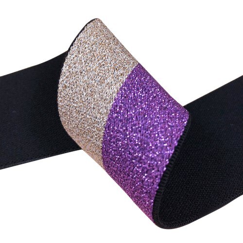 1 Meter 40mm Kleur Gestreepte Ui Zijde Jacquard Elastische Bands Polyester Hoge Elastische Kant Lint DIY Sweing Kleding Accessoires: Gold Purple