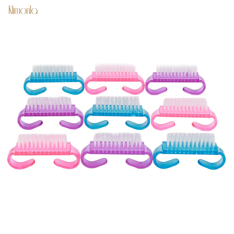 50 Uds. Mini cepillos de plástico para Nail Art, mezcla de colores, eliminador de polvo suave, cepillo de limpieza de ángulo pequeño, herramientas de cuidado de uñas para manicura