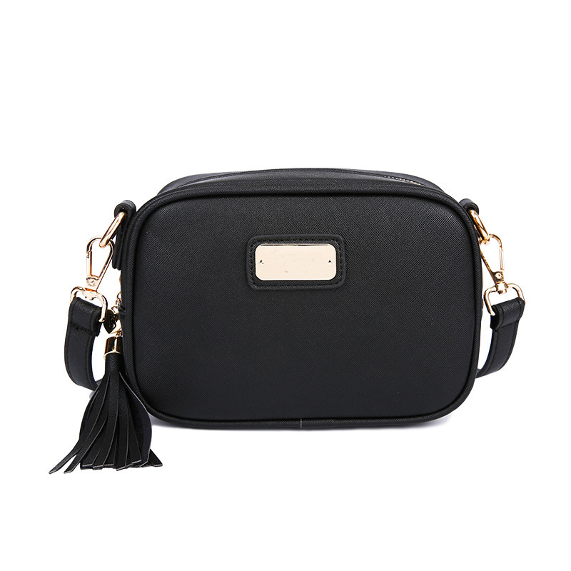 Wasserdichte Leder Frauen Kleine Quadrat Taschen Hochwertigen Crossbody-tasche Für Frauen Luxus quaste Weibliche Bote Taschen: Schwarz