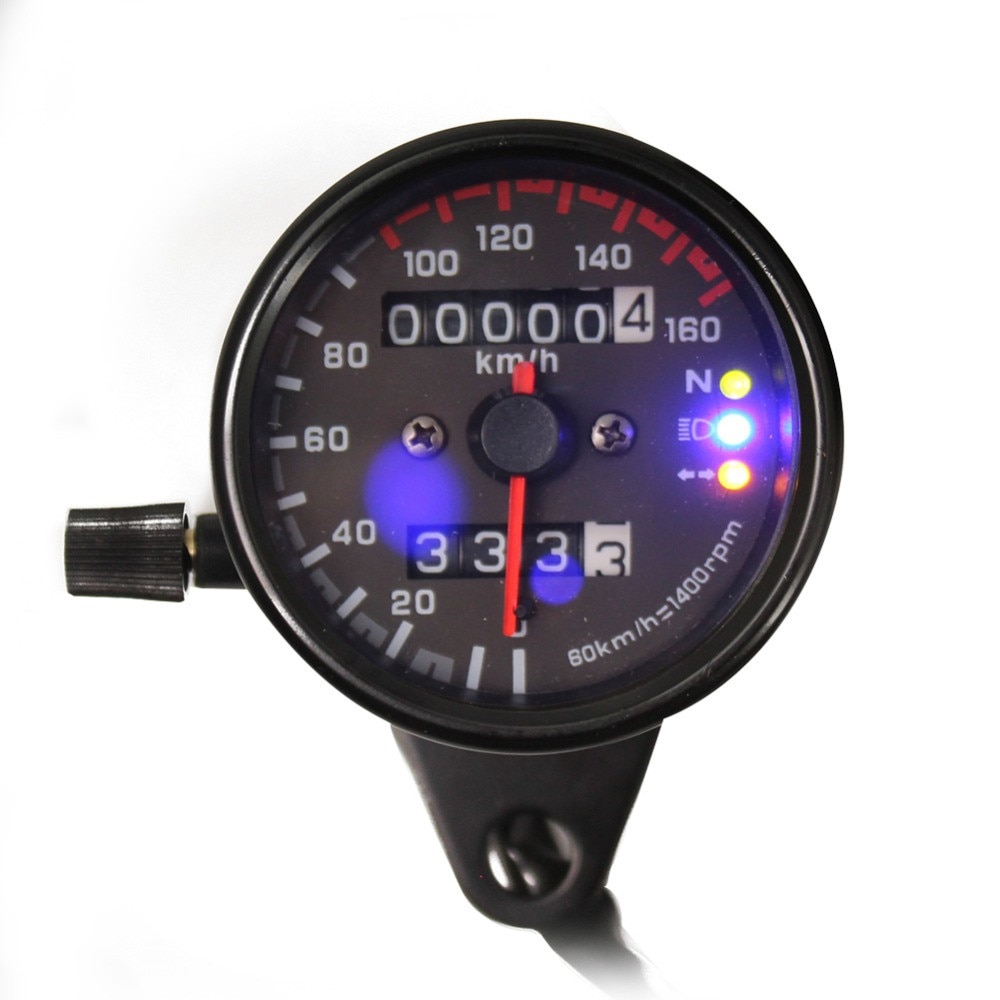 12V Motorcycle Odometer Speedometer Tachometer Speedo Meter LED Indicator Speedometer Motorcycle For Honda Cafe Racer