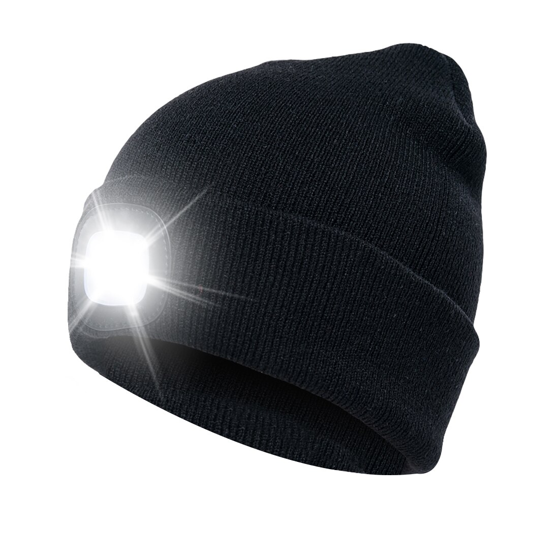 LED Light Headlights Skull Caps Unisex Button Battery LED Light Beanie Cap Winter Warmer Knit Caps Hat