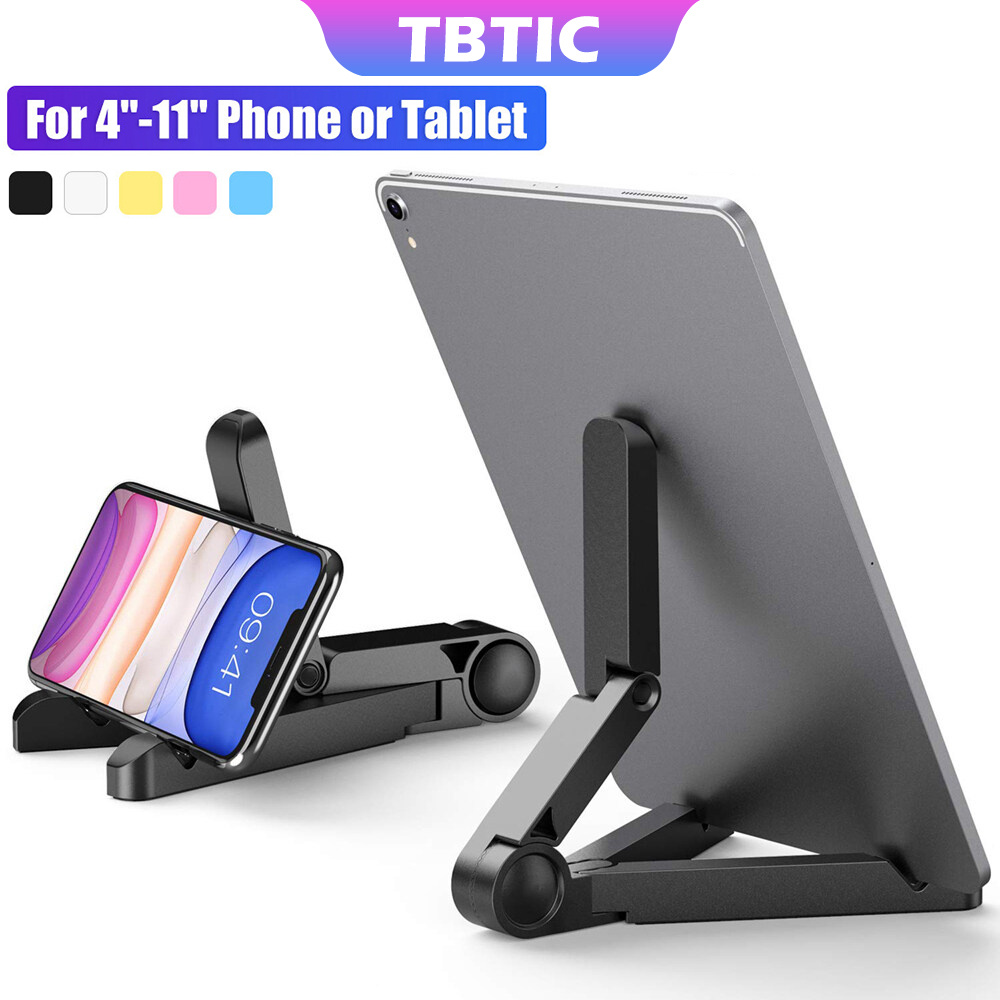 TBTIC Przenośny składany stojak kompatybilny z tabletami 4′′-11′′ Plastikowy uchwyt na biurko do telefonu IPhone Samsung IPad Stojak na telefon