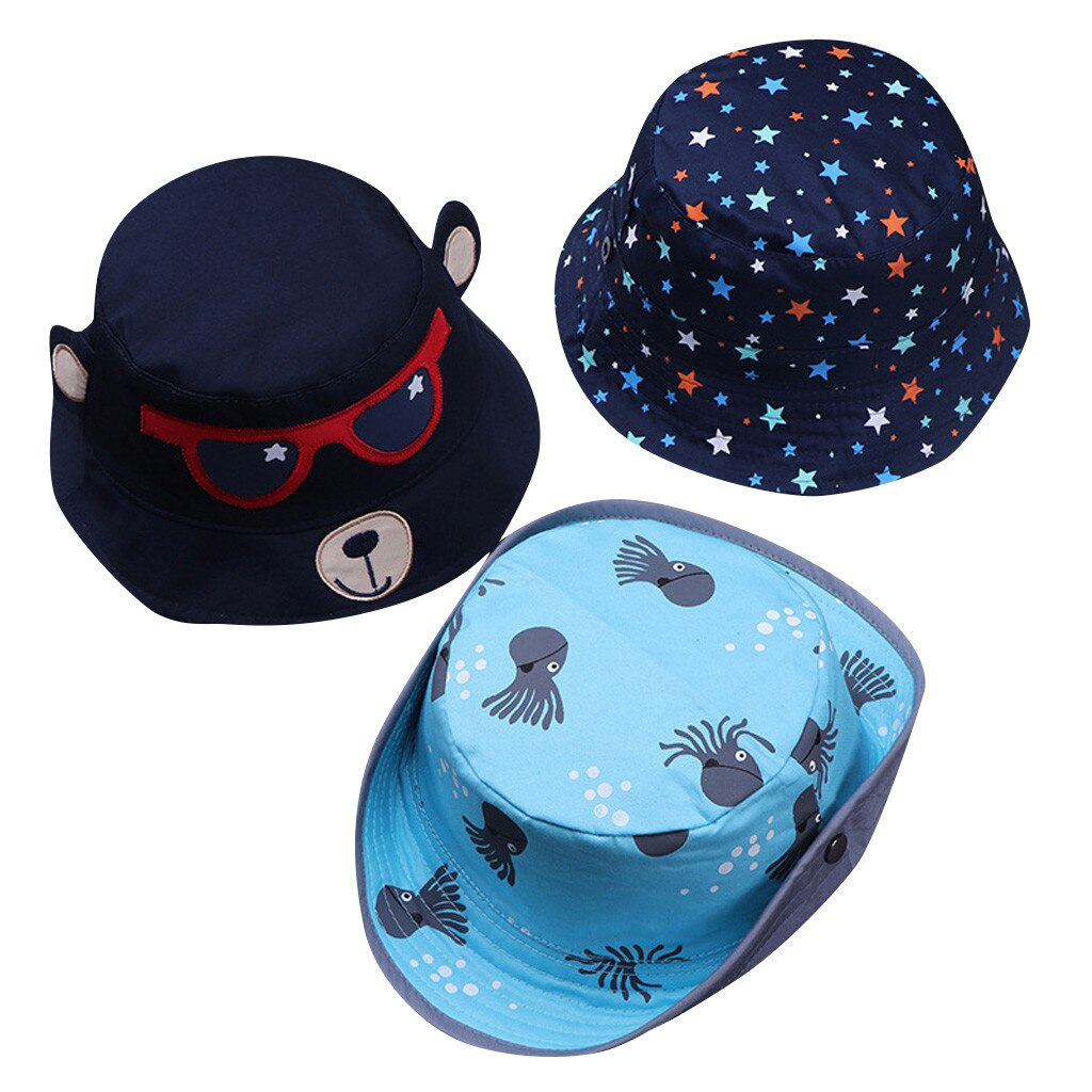 Baby Jongens Meisjes Hoeden Emmer Hoeden Caps Baby Accessoires Lente Peuter Kids Cartoon Katoen Gedrukt Omkeerbare Zon Hoofddeksels