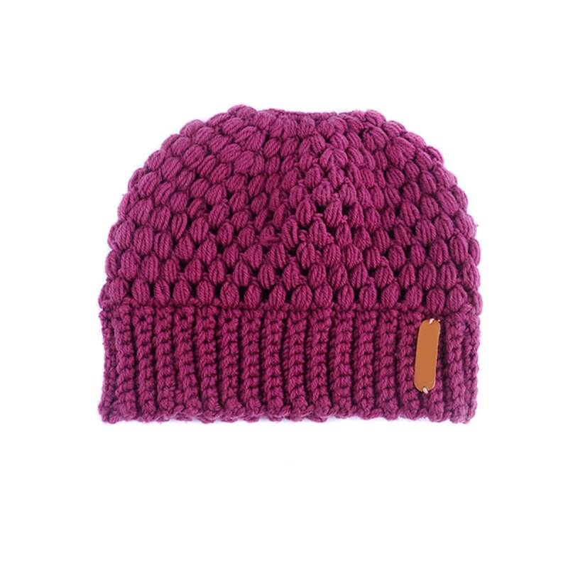 Knit Ponytail Beanie Knit Beanie Tail Hat Winter Hat for Women Adult Bundle Hair Tie AC889: purplish red