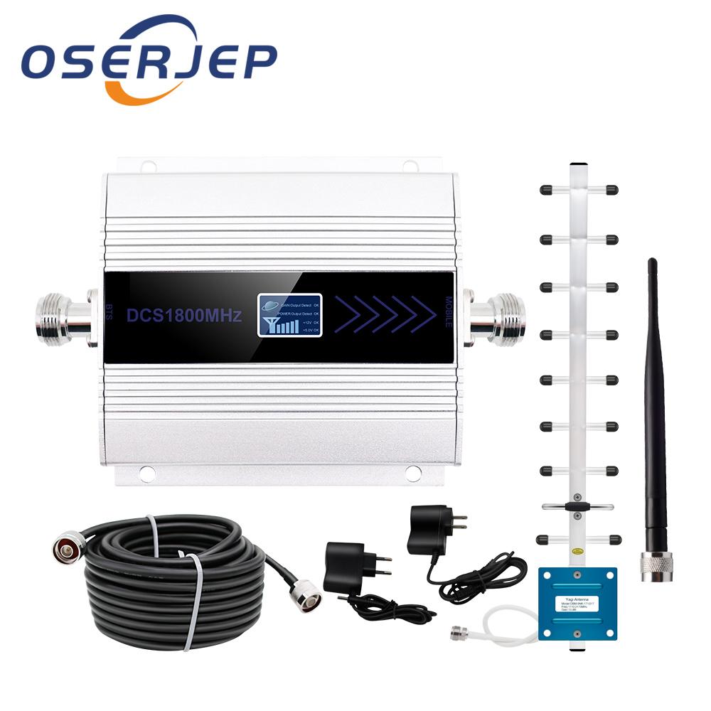 GSM 2g 4g (Band3) LTE Mobile Phone Signal Amplifier+5dBi Omni Indoor Antenna/13dBi Yagi Outdoor Antenna/50-5 10M Cable.: Silver amplifier