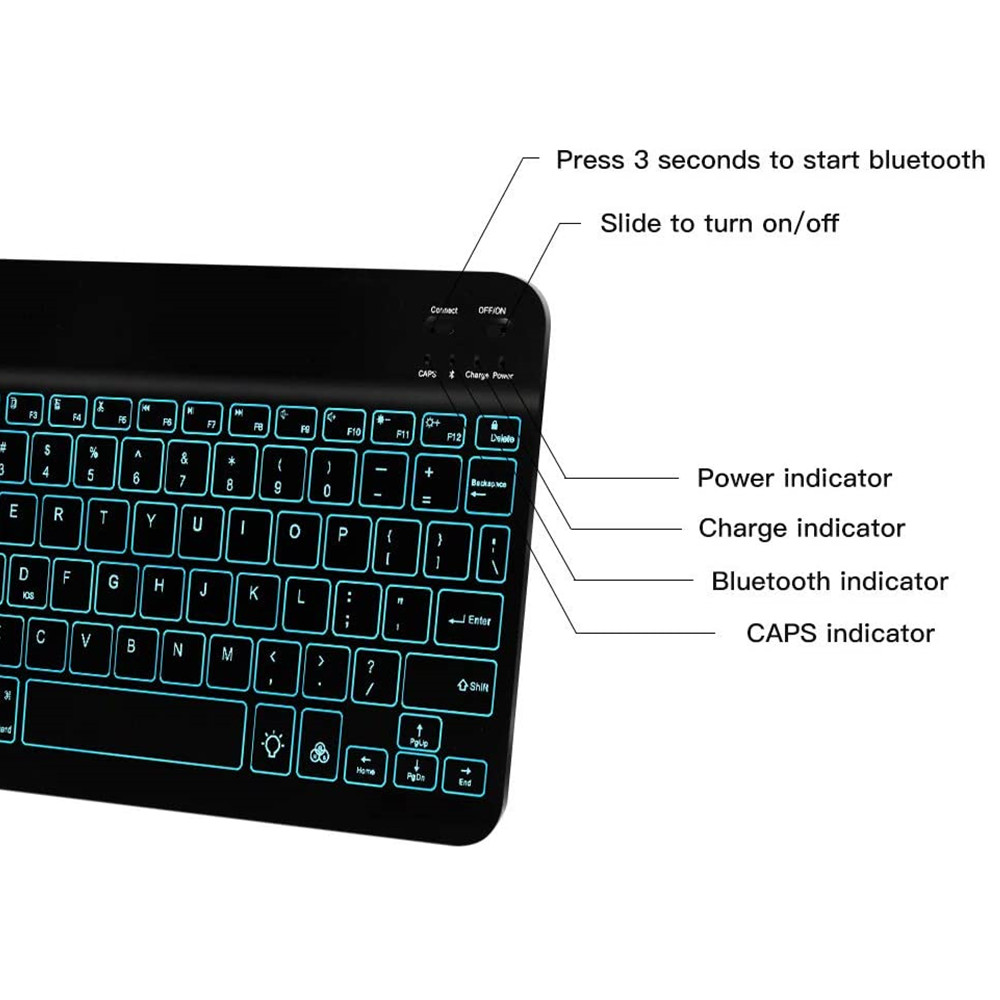 RGB Bluetooth Keyboard Wireless Backlit Keyboard Bluetooth Rechargeable Backlight Keypads for iOS Android Windows Tablet Phone