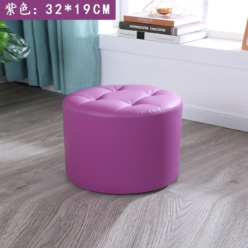 Tabouret rond en cuir escabeau chambre tabourets chaise coin siège pour économiser de l'espace pour salon restaurant chambre: S Purple