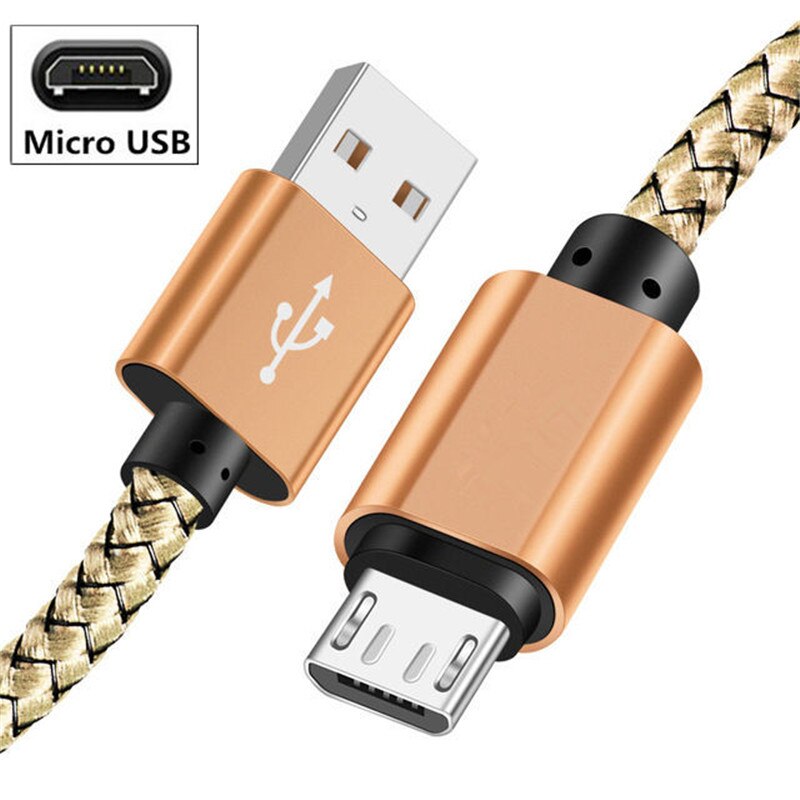 Fast Charger Cable for Xiaomi Mi 9 SE 10t 11 Lite Redmi Note 10s USB Data Wire Redmi 9at 9c 8a Note 6 pro 6a S2 Poco X3 M3 F3: Gold Micro USB / 200cm