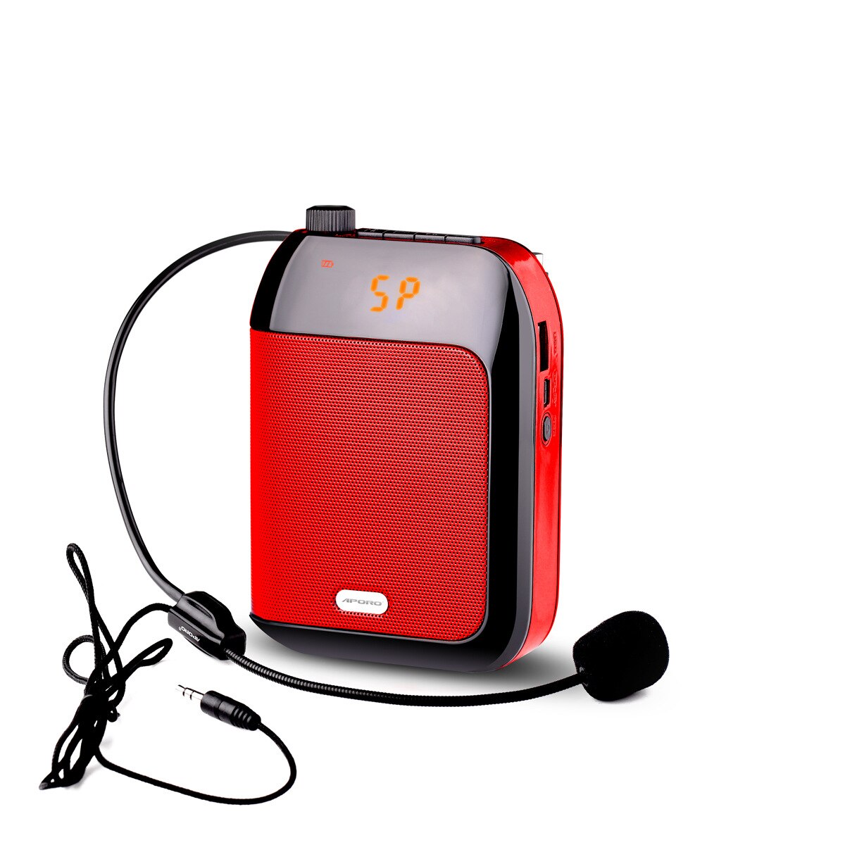 15w kablet megafon bærbar stemmeforstærker bærbar headset mikrofon 2400 mah big power musikafspiller til undervisning: Rød