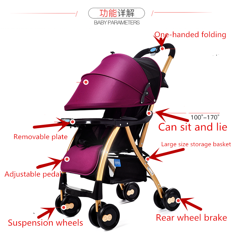 Cochecito de bebé plegable portátil ultraligero, paraguas para Carro de bebé
