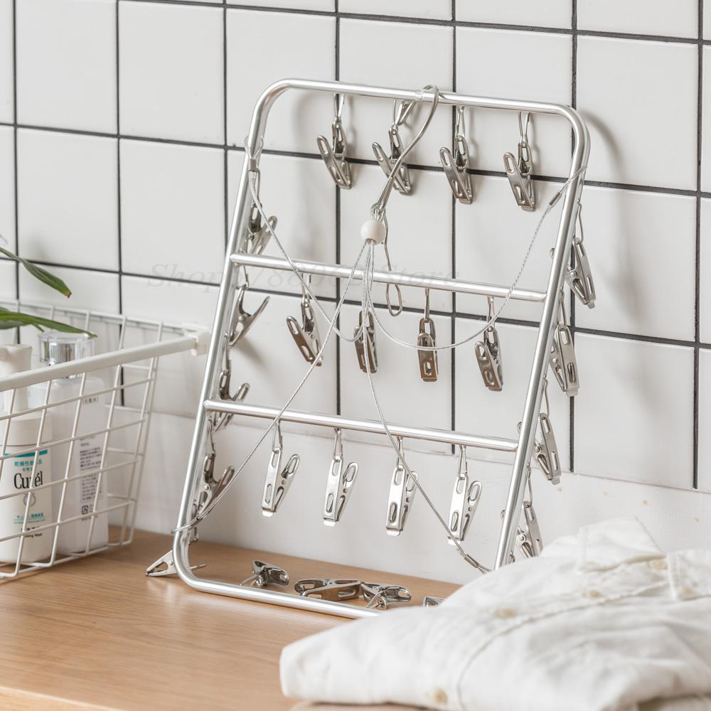 Multi Clip Droogrek Roestvrij Staal Droogrek Sokken Ondergoed Aluminium Droogrek Winddicht Hanger Droogrek
