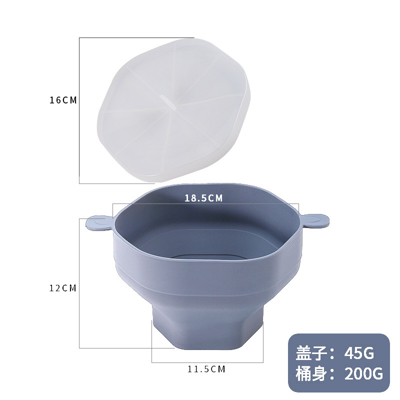 Cuenco de silicona para palomitas de maíz para microondas, cubo plegable para hacer palomitas de maíz con tapa, herramientas de cocina para palomitas de maíz plegables de gran capacidad: Rojo