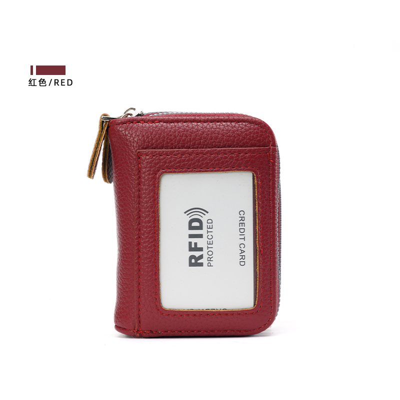 RFID odporne na rozmagnesowanie etui na karty organowe transgraniczne, gorąco sprzedające się wielofunkcyjne etui na karty zabezpieczenie przed kradzieżą etui na karty podwójny zamek błyskawiczny: Czerwony