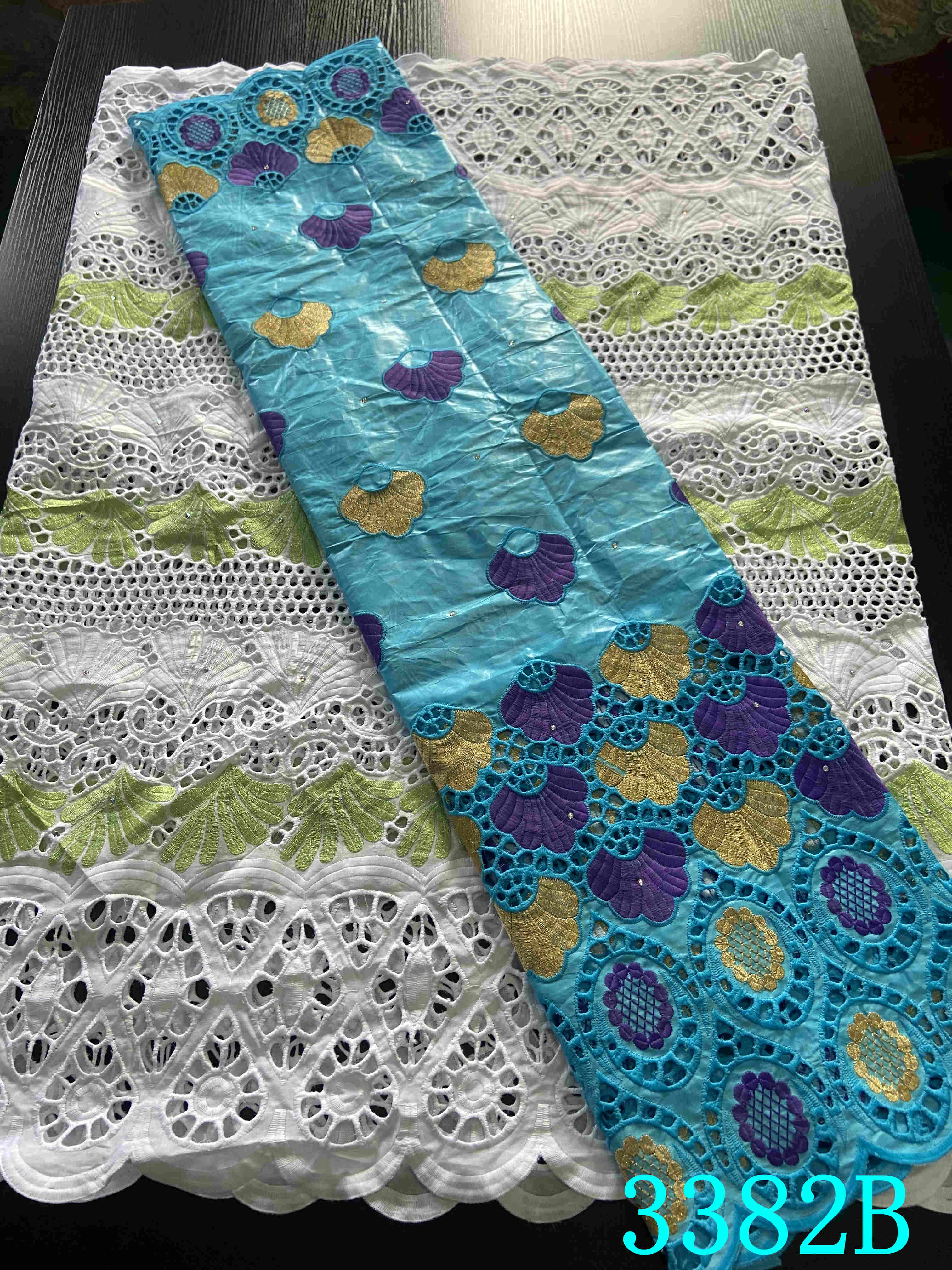 Dentelle sèche Bazin, tissu Bazin, 2.5 + 2.5 mètres, tissu de , dentelle africaine, guinée, africaine, Voile de suisse, YA3382B: Picture 5