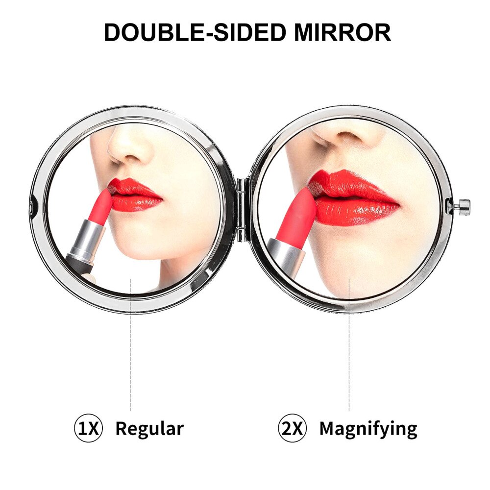 Portable Metal Makeup Mirror Handheld Mini Cosmetic Make Mirror