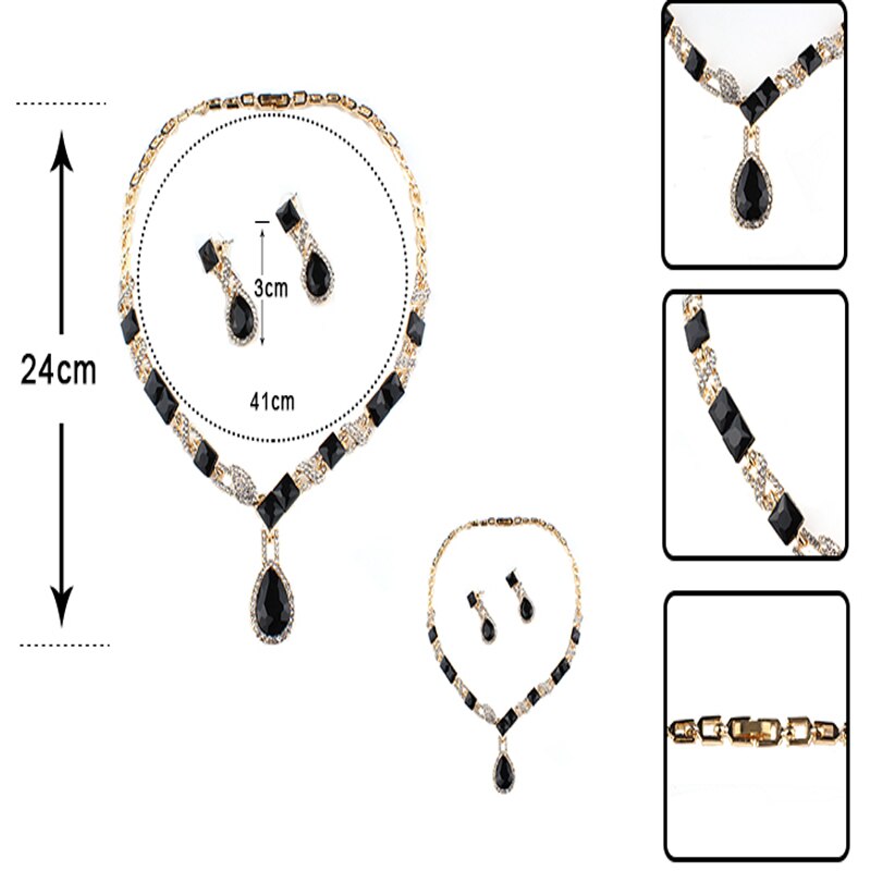 jiayijiaduo wedding necklaces for brides jewellery sets for women Crystal champagne red necklace earrings set Party dress dating