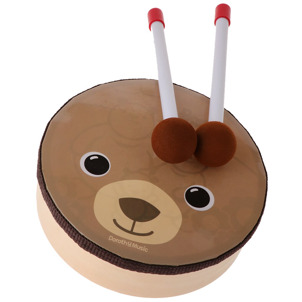 Patrón de oso de dibujos animados, tambor de mano, juguete de percusión para instrumentos musicales, aprendizaje, Educación Temprana, de cumpleaños