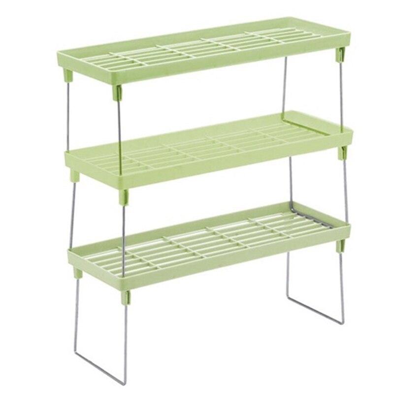 3Pcs Kitchen Storage Rack Plastic Foldable Shelf Organizer for Kitchen Flavoring Kitchen Organizer Rack Cookware Spice: Green