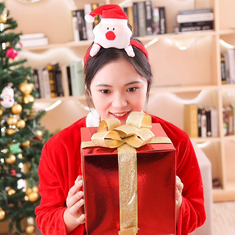 Kawaii santa, snemand, elg, fyr udstoppet dukke legetøj pandebånd hårbånd til pige jul