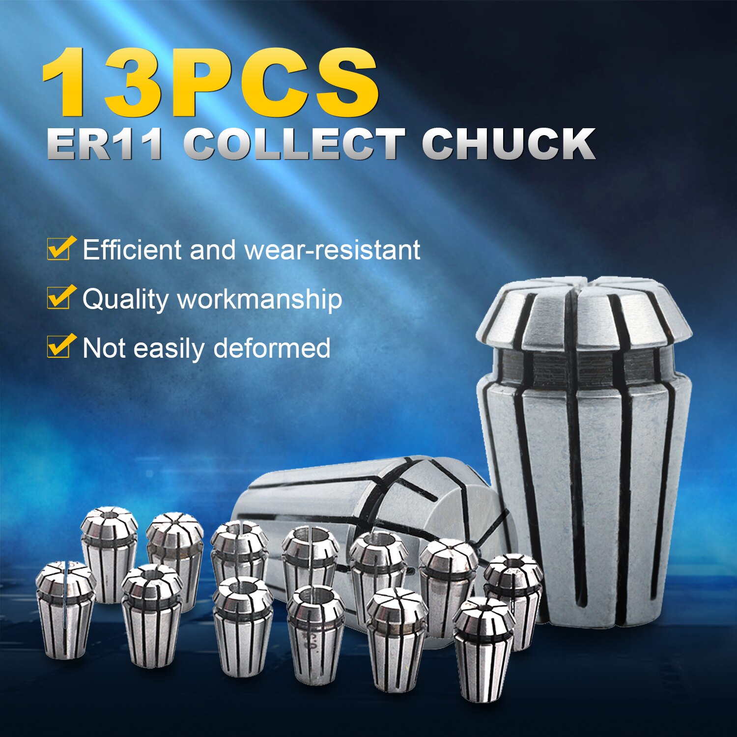 13Pcs ER11 Collet Chuck 1-7mm CNC Spindle ER11 Collet For CNC Engraving Machine and Milling Lathe Tool and Spindle