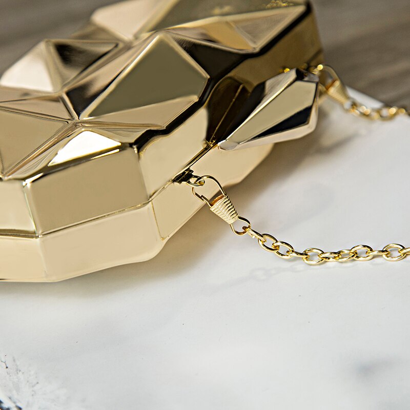 Gold Acrylic Box Geometric Evening Bag Clutch Elegent Chain Women Handbag For Party Shoulder Bag For Wedding/Dating/Party