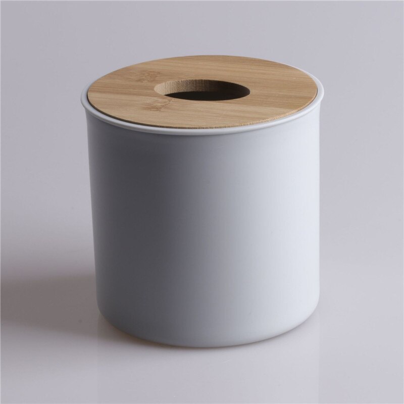 Round tissue holder Plastic Paper Rack Bamboo Roll Paper Napkin Tray Office Table Accessories Papers Holder tissue holder napki: Light Grey