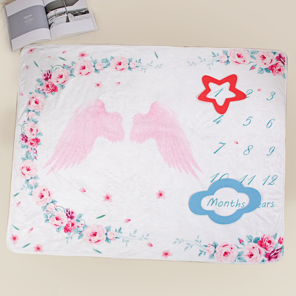 100x120cm Bambino Milestone Coperta Termica Morbido Pile Swaddle Passeggino Avvolge Neonato Floreale Fotografia Puntelli Sfondo di Panno