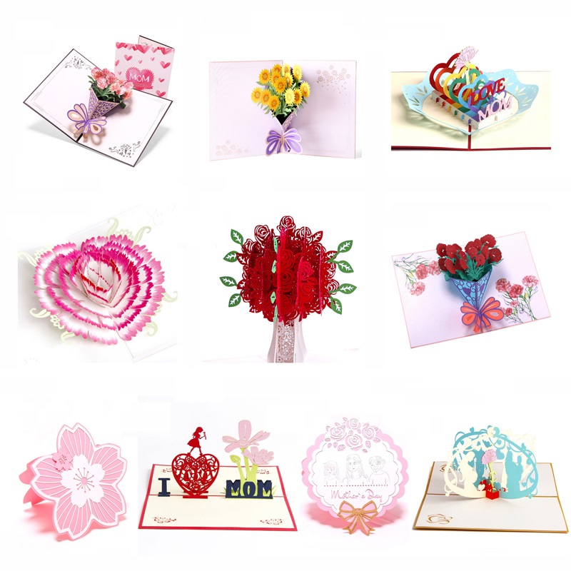 3d pop-up kort blomster fødselsdag jubilæum postkort ahorn kirsebær træ bryllup invitationer lykønskningskort mors dag