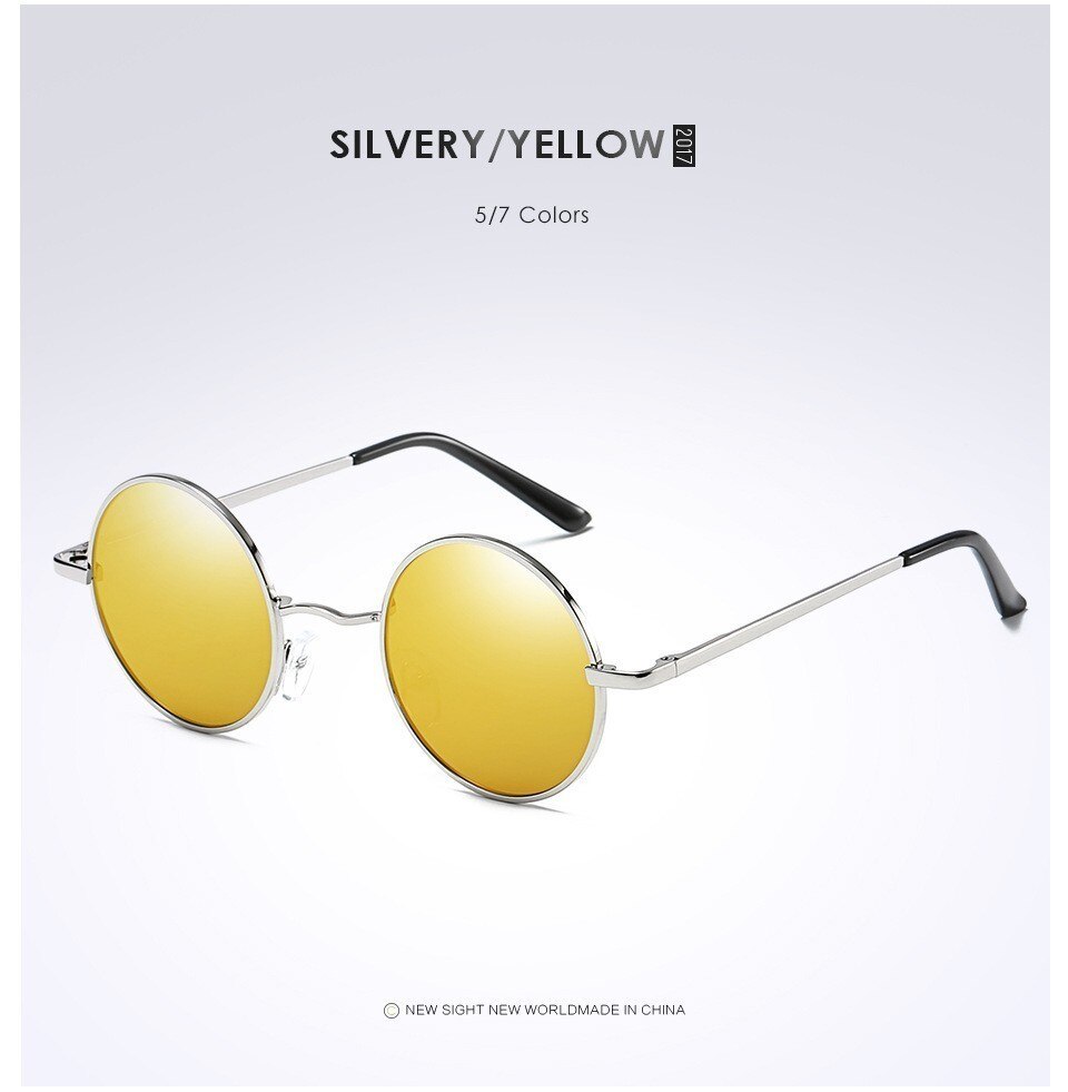 Show stil briller ægte polariserede solbriller vintage solbriller runde solbriller  uv400 sort linse: Orange