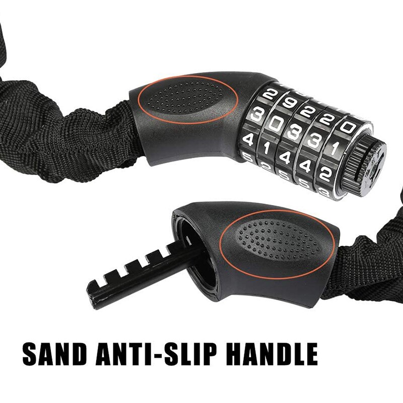 Bike Lock Cycle Lock with 5-Digit Combination Password Security Bicycle Chain Lock for Bike Gates Fences Motorcycle