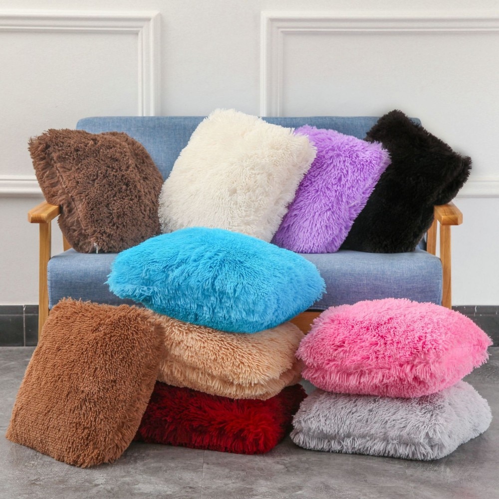Effen Kleur Melk Wit Roze Blauw Pluche Kussenhoes 40X40 Cm Sofa Auto Decoratie Dutje Pillowsham Kussenslopen Baby kinderen