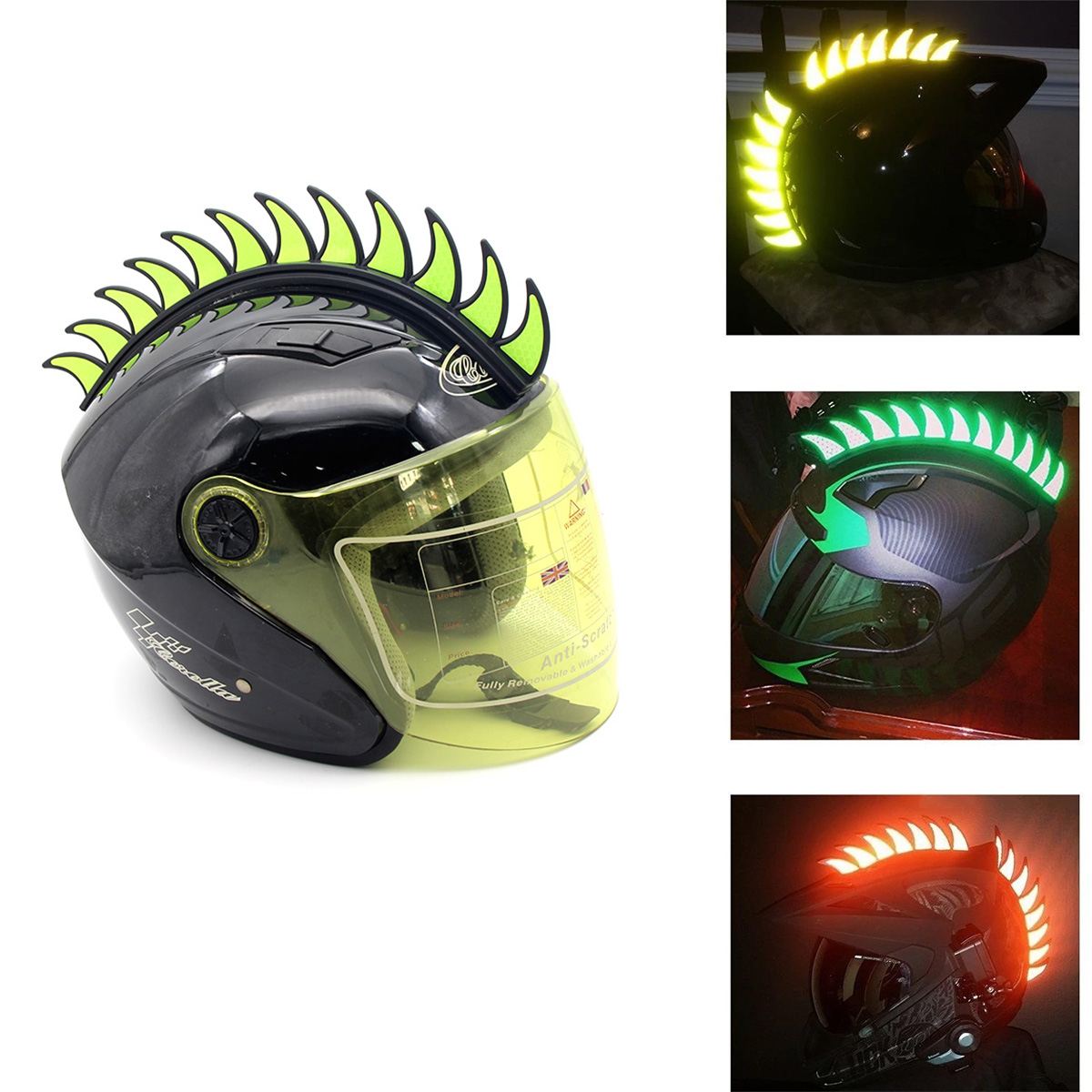 27Pcs/Strip Reflective Decals Sticker for Rubber Helmet Mohawk Warhawk Spikes Motorcycle Decals 2.1x3.4 cm