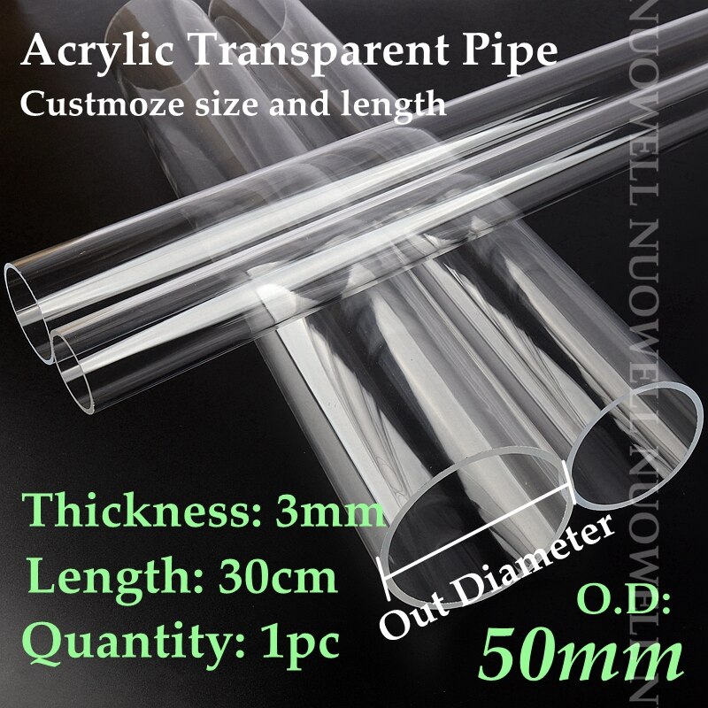 1pc 30CM Länge OD 16 ~ 90mm transparent Acryl Rohr Aquarium Fisch Panzer Gemeinsame Rohr Garten Bewässerung liefern Plexiglas Rohr: äußere Dia 50mm