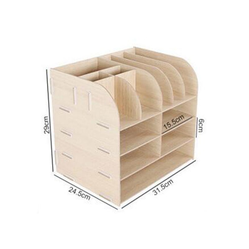 DIY Wood Hand Made Desk Organizer Office School Supplies Desk Accessories Organizer 13 Blocks File Tray Book Holder Storage Tray