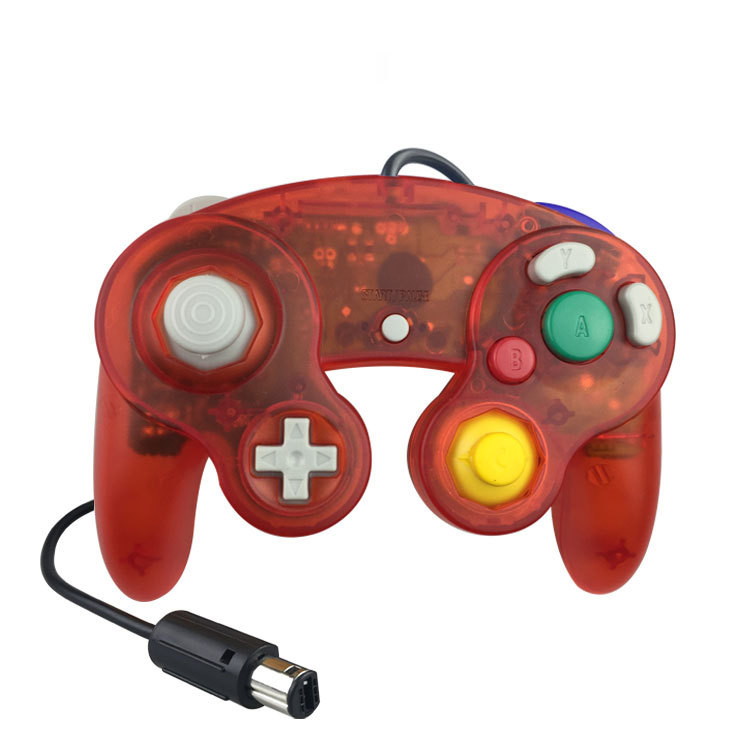 DATA FROG Classic Wired Controller Joypad Joystick Gamepad For Nintend For Gamecube Controller For Wii Vibration Gameing: Transparent red