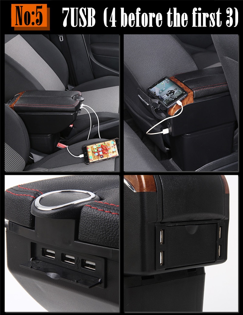 For dacia duster armrest box Double doors open 7USB Centre Console Storage Box Arm Rest