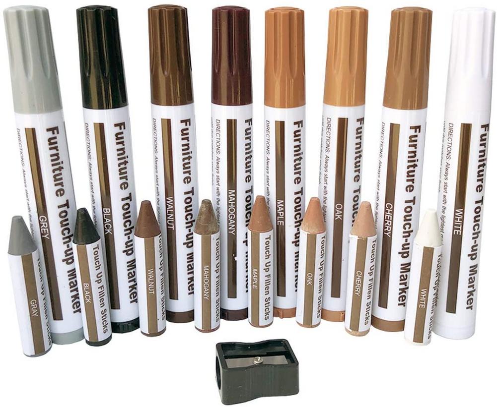 17 st möbler touch up kit markörer & fyllmedel pinnar trä repor återställa kit replapp måla penna trä komposit reparation: 17 st