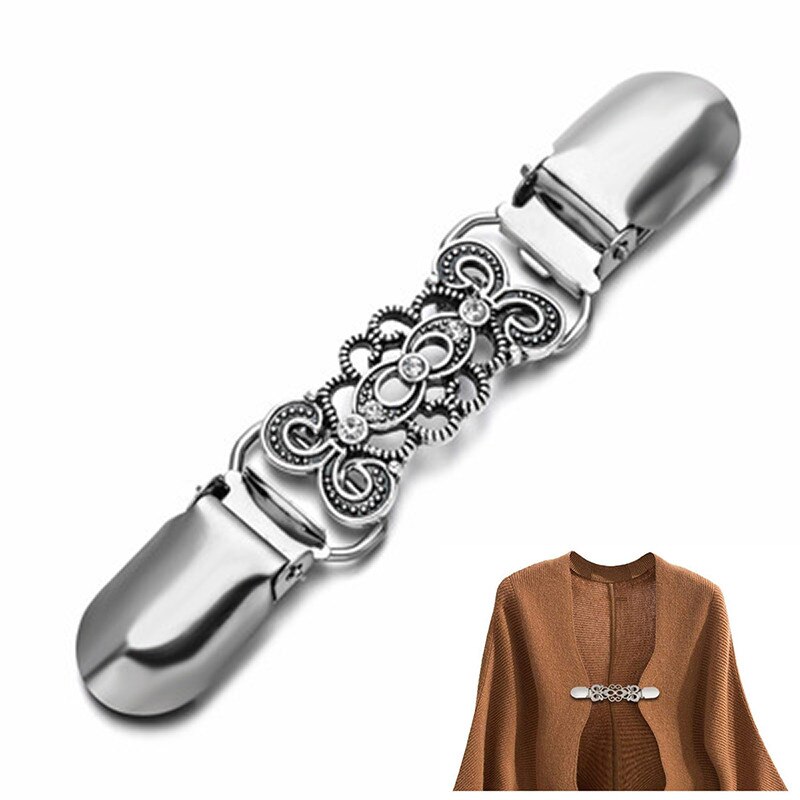 1pc kofta krage clips hållare dam klänningar sjal dekor glänsande kristall cape kappa spännen fästen spänne brosch klämma: 8 8 x 1.5cm