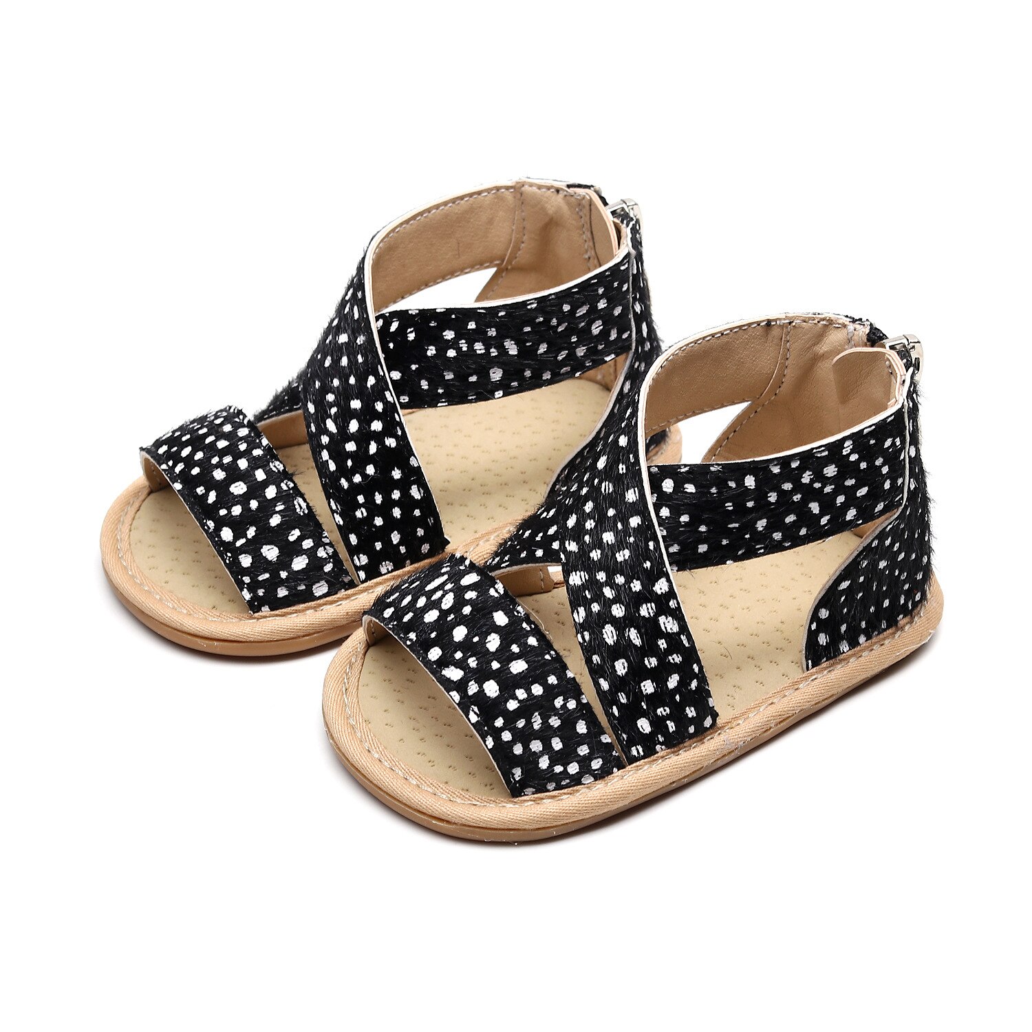 Focusnorm Baby Meisjes Luipaard Print Sandalen Schoenen Anti-Slip Rubberen Zool Peuter Outdoor Eerste Wandelaar Schoenen: Black / 13