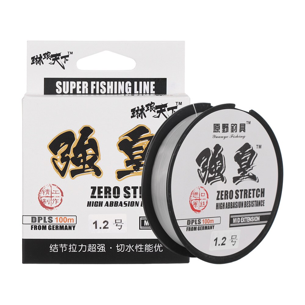 100m nylon vislijn monofilament japans materiaal voor zoutwater karpervissen fluorocarbon vislijn vliegvislijn: 1.2