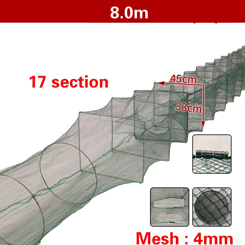 1.1m-20m Shrimp Cage Fishing Net Catcher Trap Foldable Crab Crayfish Lobster Fishing Net Cast Fishing Network Outdoor