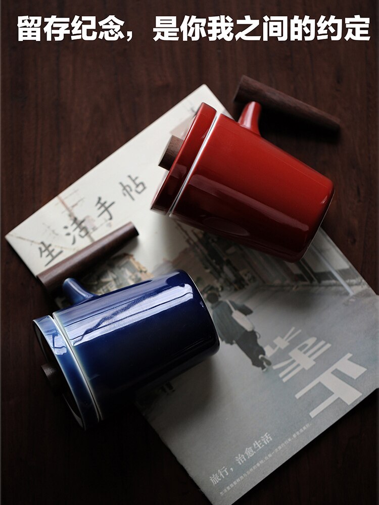Koffie Blauw Grote Thee Mokken Keramische Bulk Eco Vriendelijke Reizen Mok Paar Creatieve Tazas De Cafe Herbruikbare Cup Met deksel EA60MK