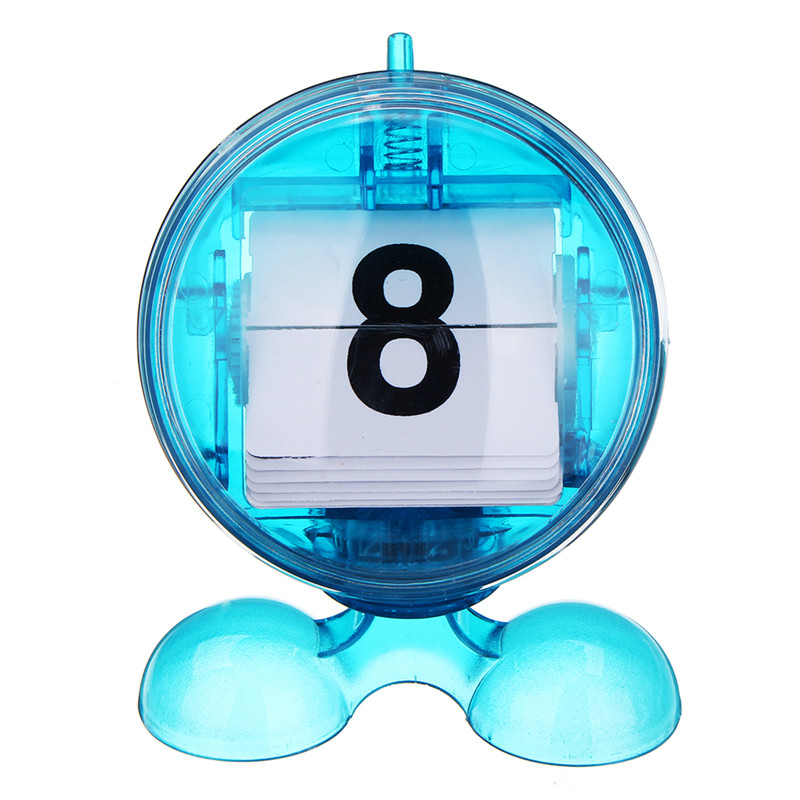 Round Blue Desktop Manual Mini Flip-page Calendar Counter ABS Digital Display Day Month Perfect for the Home or Office