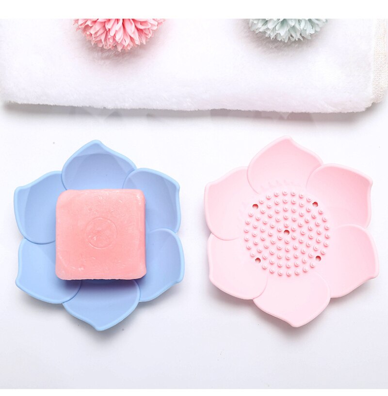 flexibel Silikon Platten Lotus Blume Dusche Schlecht Tablett Seife Kasten Seifenschale Lagerung Ablauf Seife Halfter Seife Sparer Schlecht Spielereien