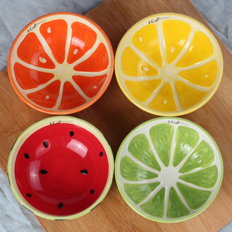 Hand-painted Fruit Ceramic Rice Dessert Bowl Japanese and Korean Home Cute Bowl Watermelon Fruit Bowl Compote