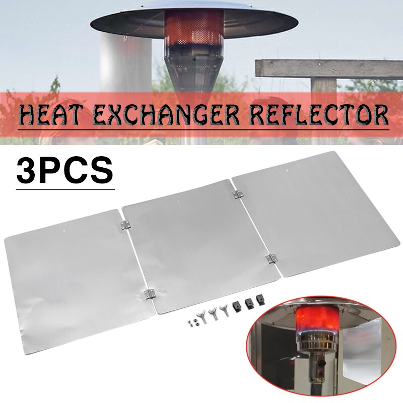 3Pcs Garden Aluminum Patio Heater Reflector Shield Outdoor Propane And Gas Saving Heater Reflector Block Cover Sheet Foldable