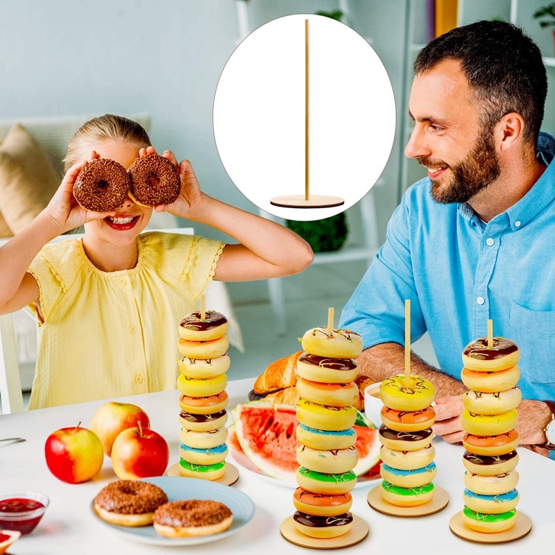 Présentoir à donuts en bois, porte-donuts, support à Dessert pour mariage, anniversaire, fournitures de fête, décoration de fête prénatale